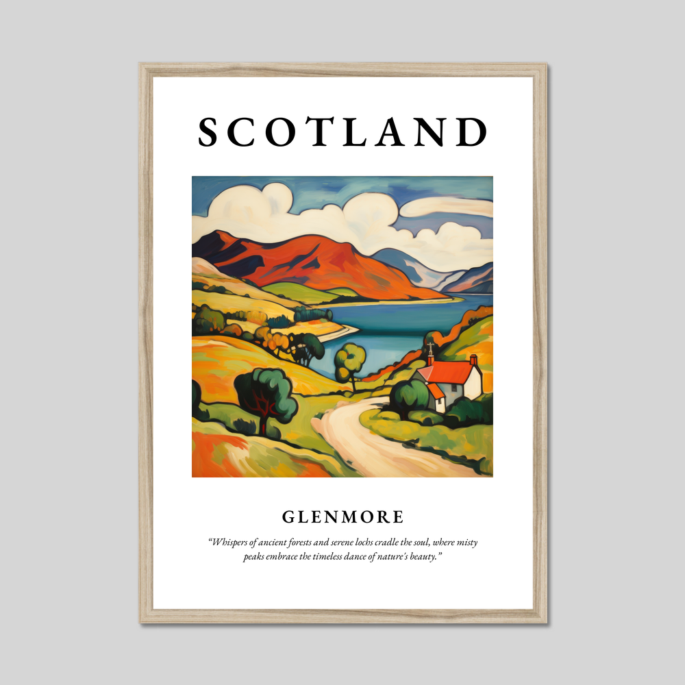 Poster in a natural frame with the word Scotland