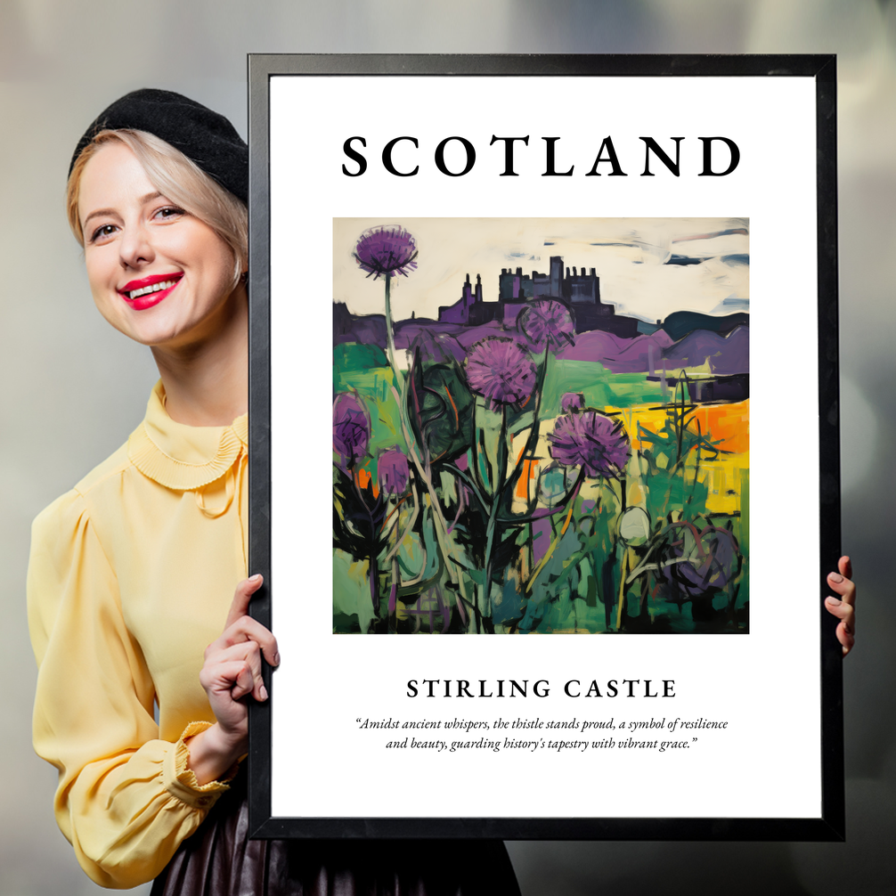 Person holding a poster of Stirling Castle