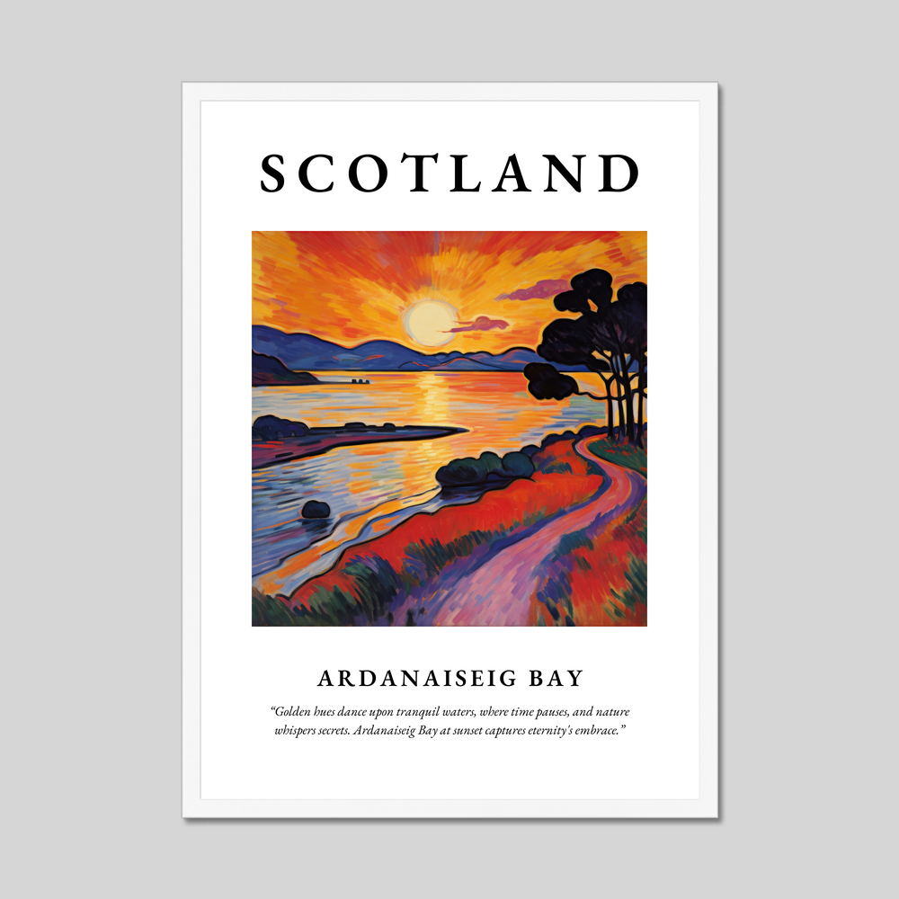 Poster in a white frame with the word Scotland