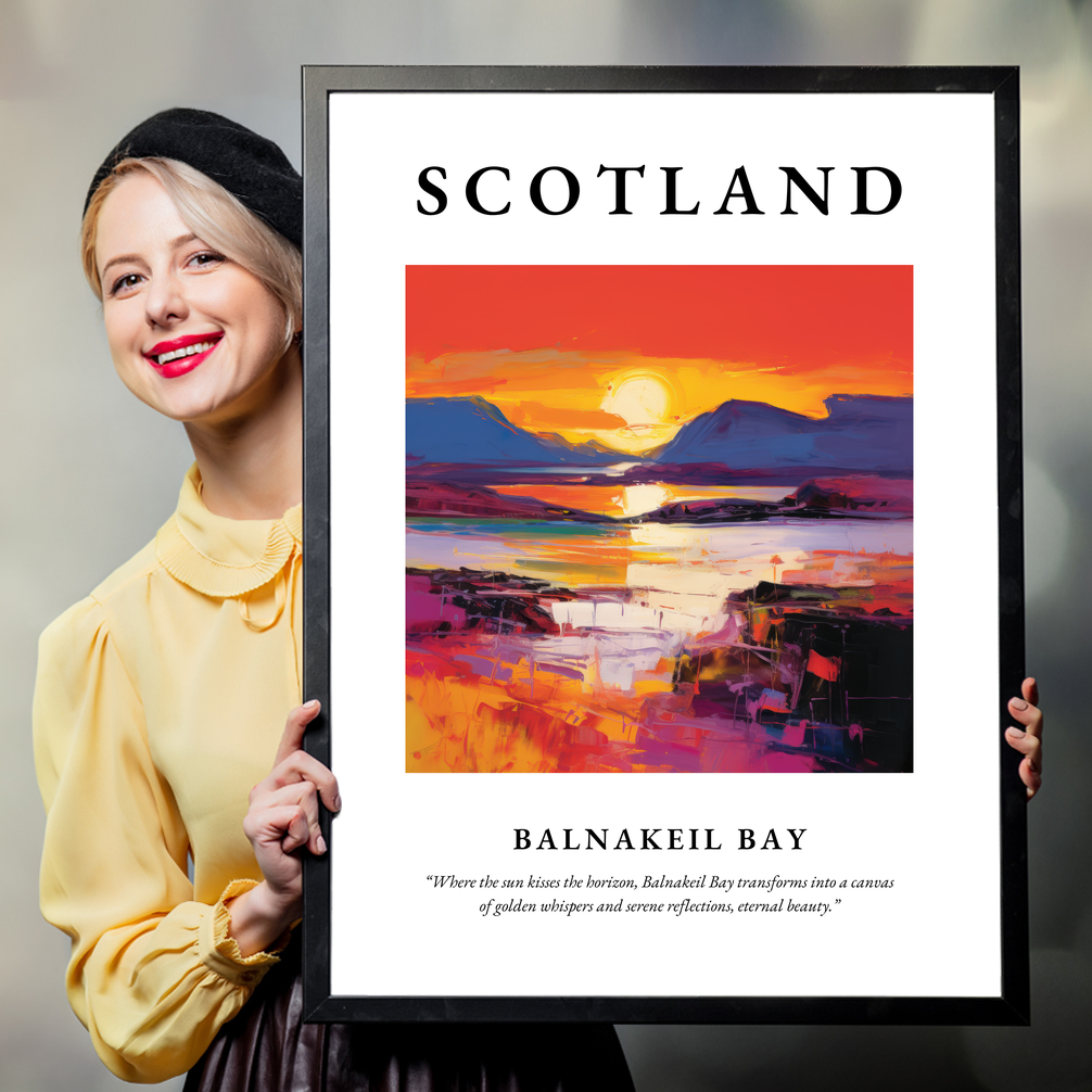 Person holding a poster of Balnakeil Bay