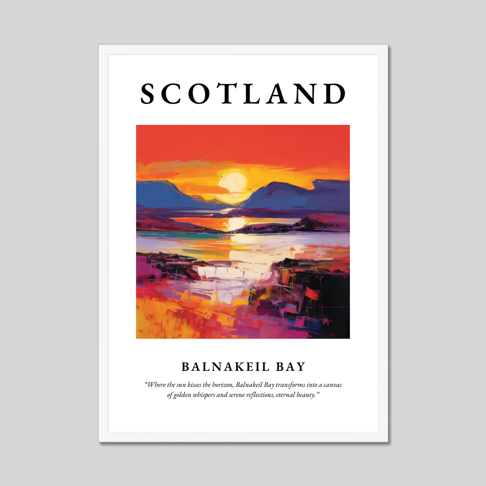 Poster in a white frame with the word Scotland