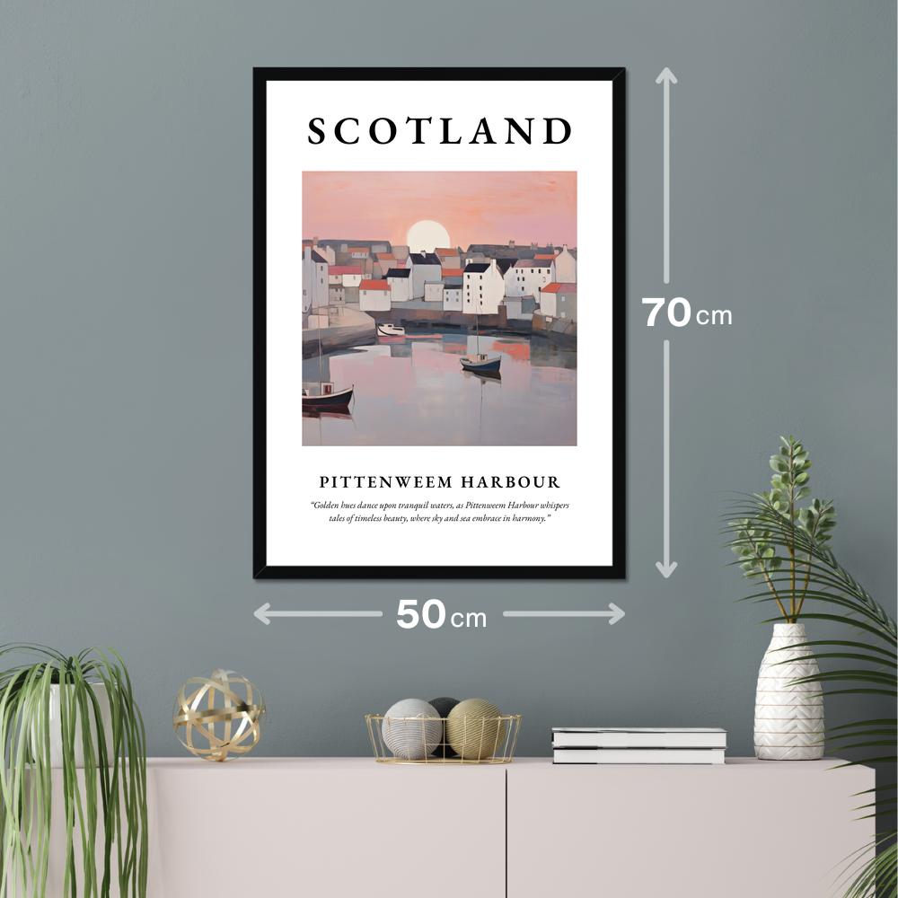 Poster of Pittenweem Harbour hanging on a wall