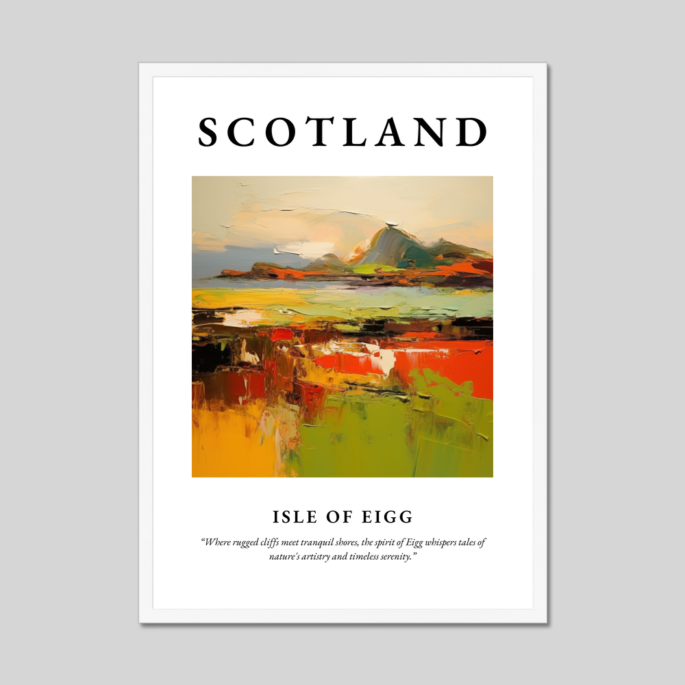 Poster in a white frame with the word Scotland