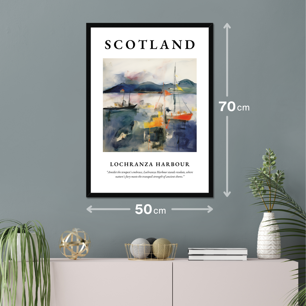 Poster of Lochranza Harbour hanging on a wall