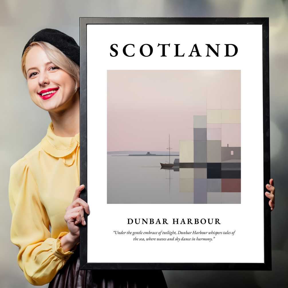 Person holding a poster of Dunbar Harbour