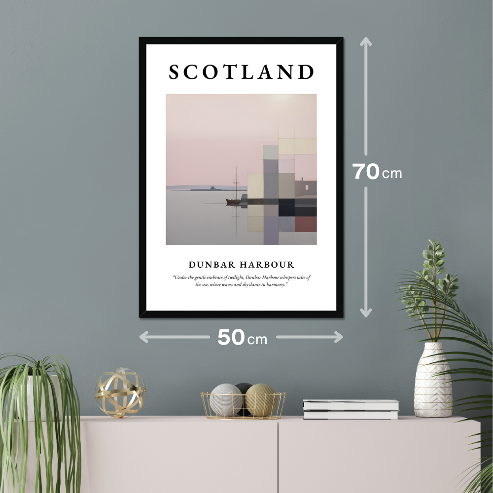 Poster of Dunbar Harbour hanging on a wall