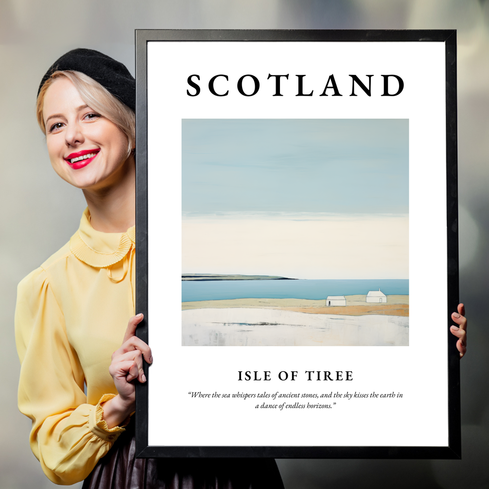 Person holding a poster of Isle of Tiree