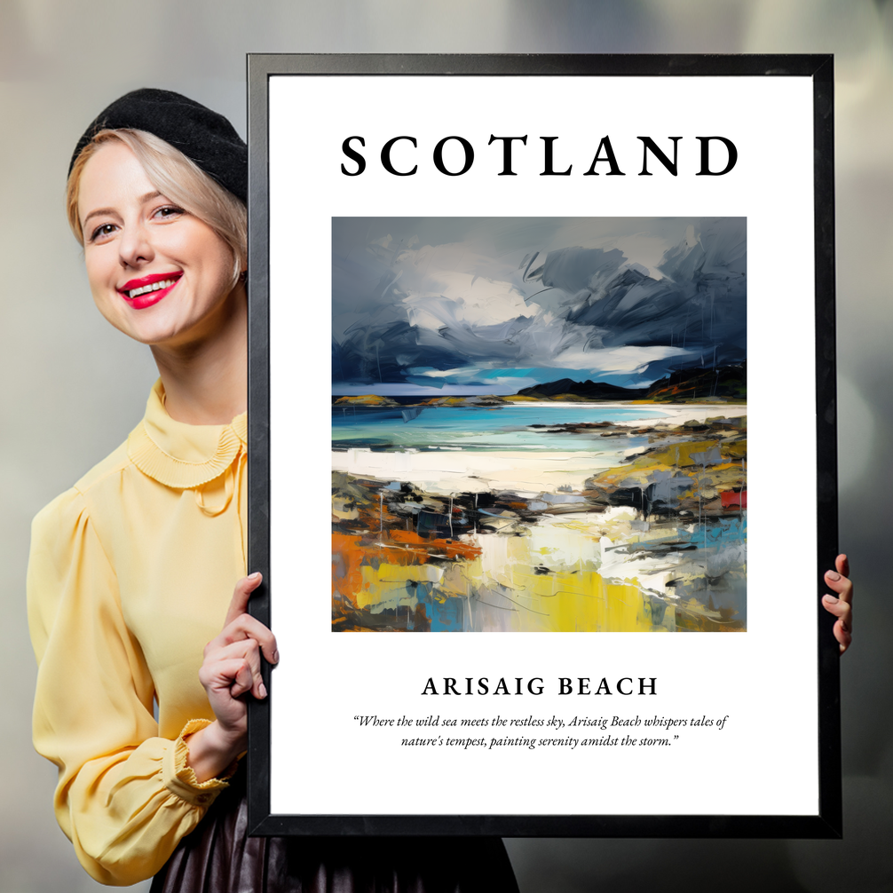 Person holding a poster of Arisaig Beach