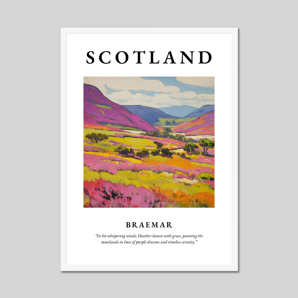 Poster in a white frame with the word Scotland