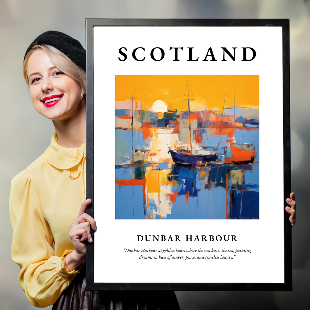 Person holding a poster of Dunbar Harbour