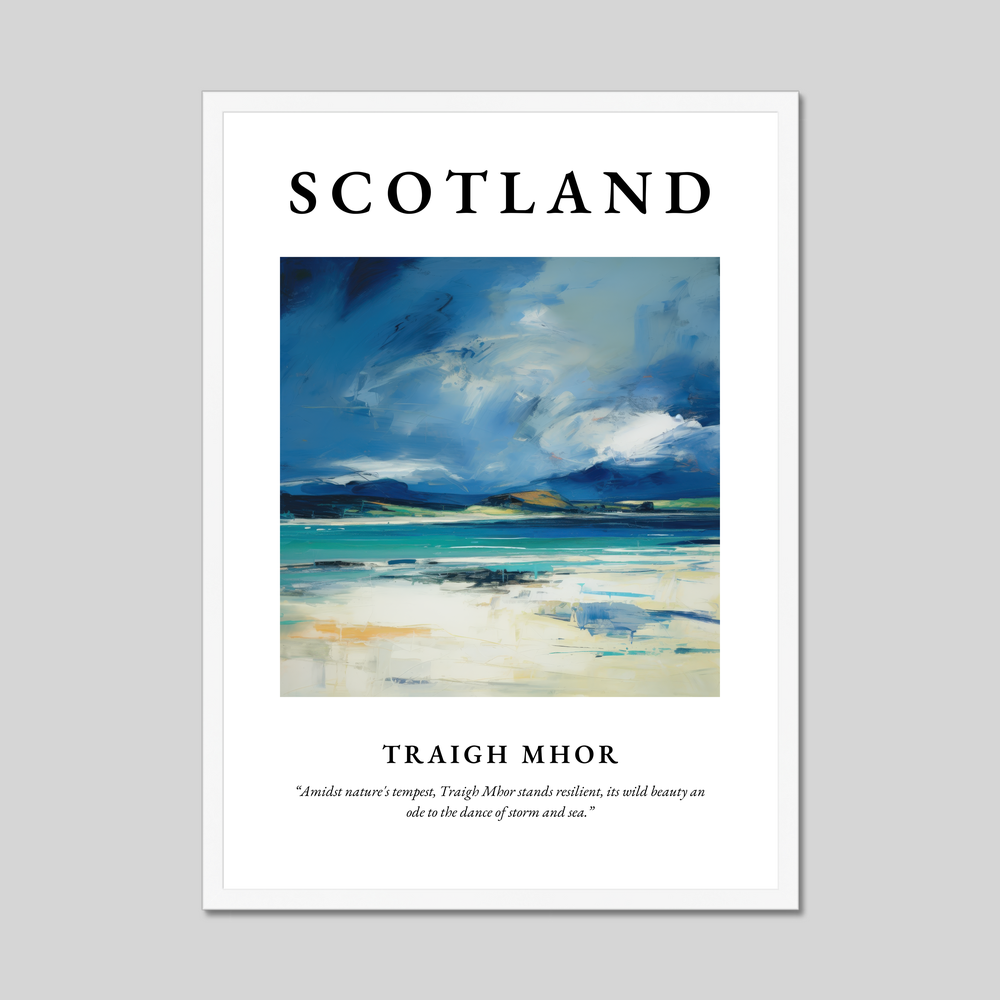 Poster in a white frame with the word Scotland