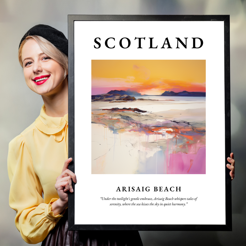 Person holding a poster of Arisaig Beach