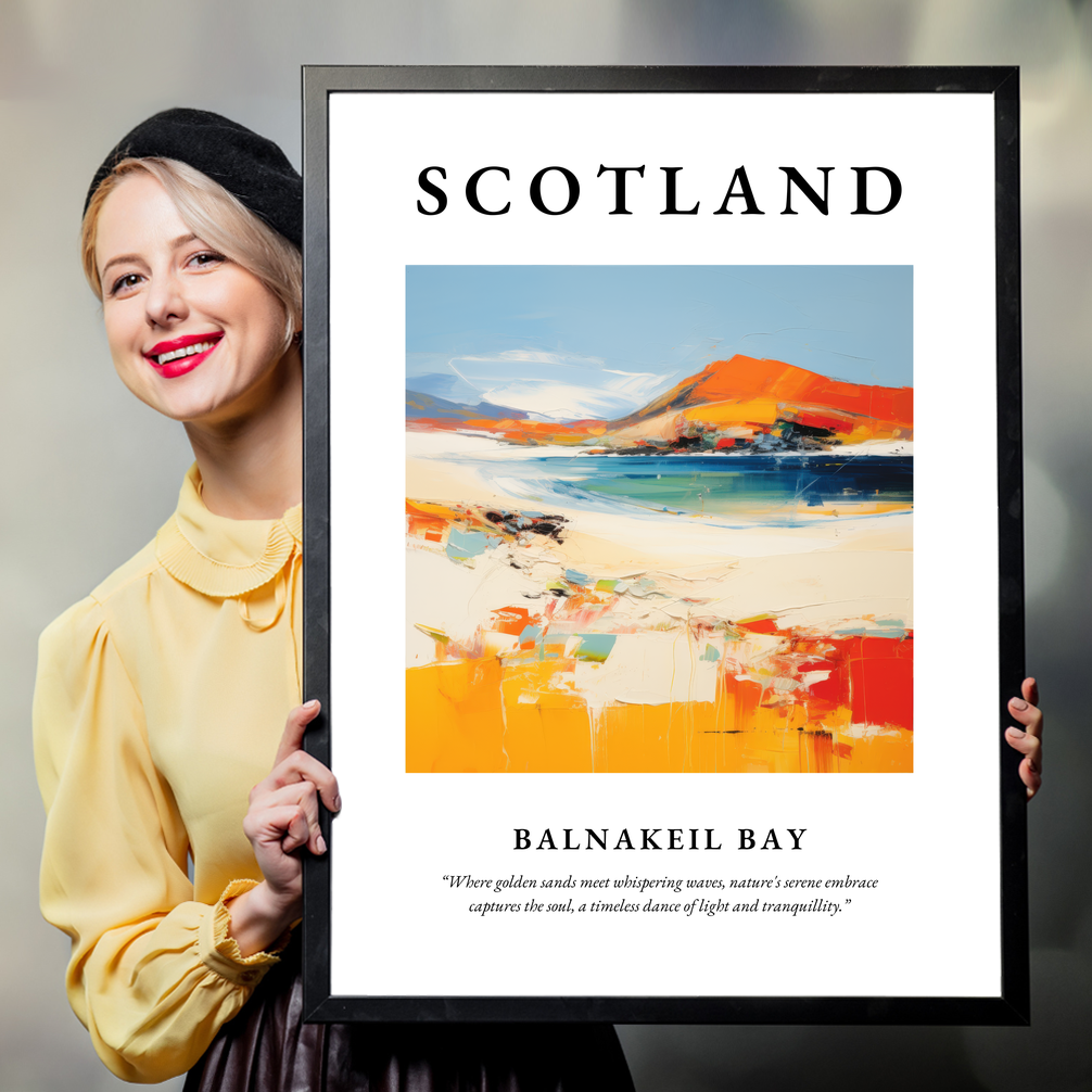 Person holding a poster of Balnakeil Bay