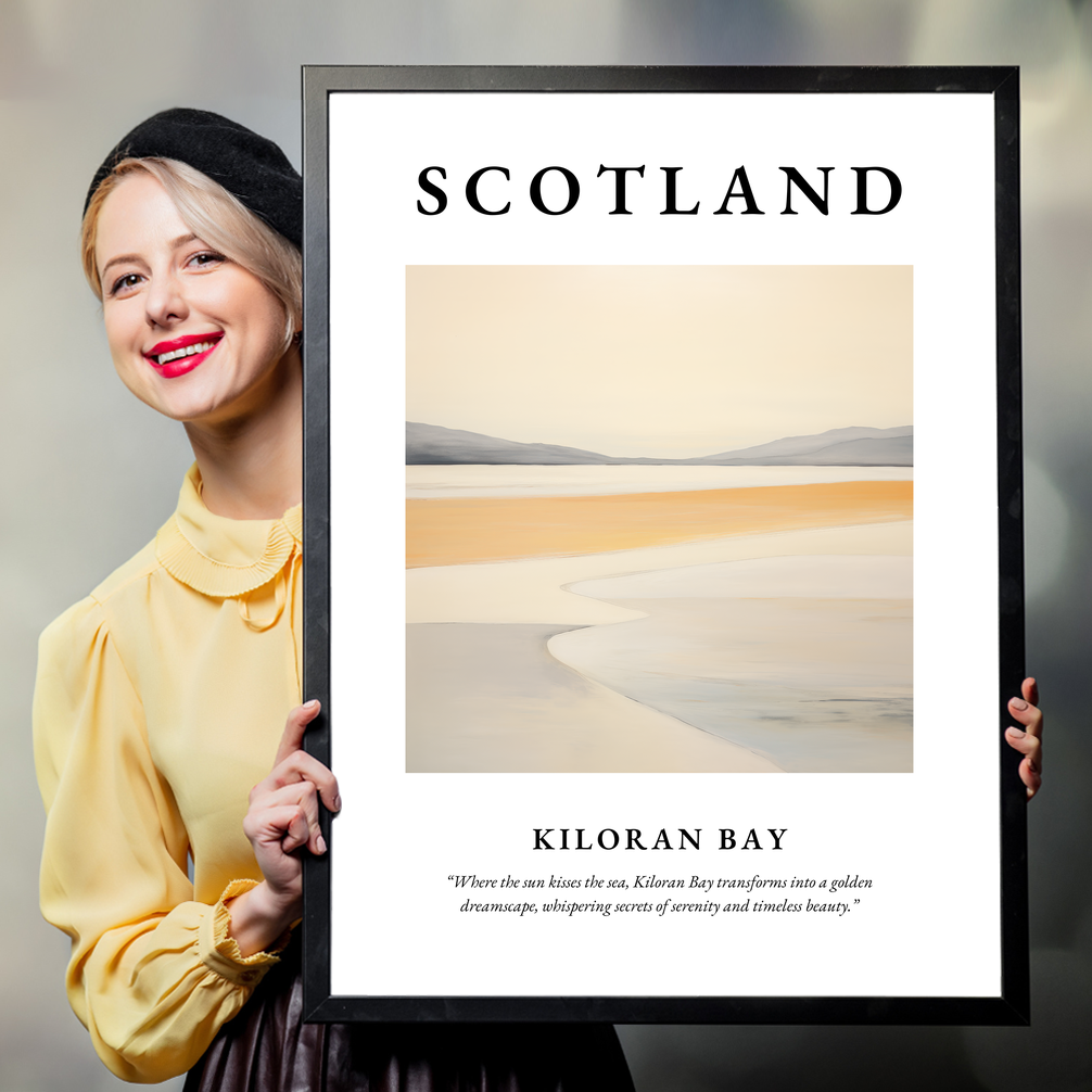 Person holding a poster of Kiloran Bay