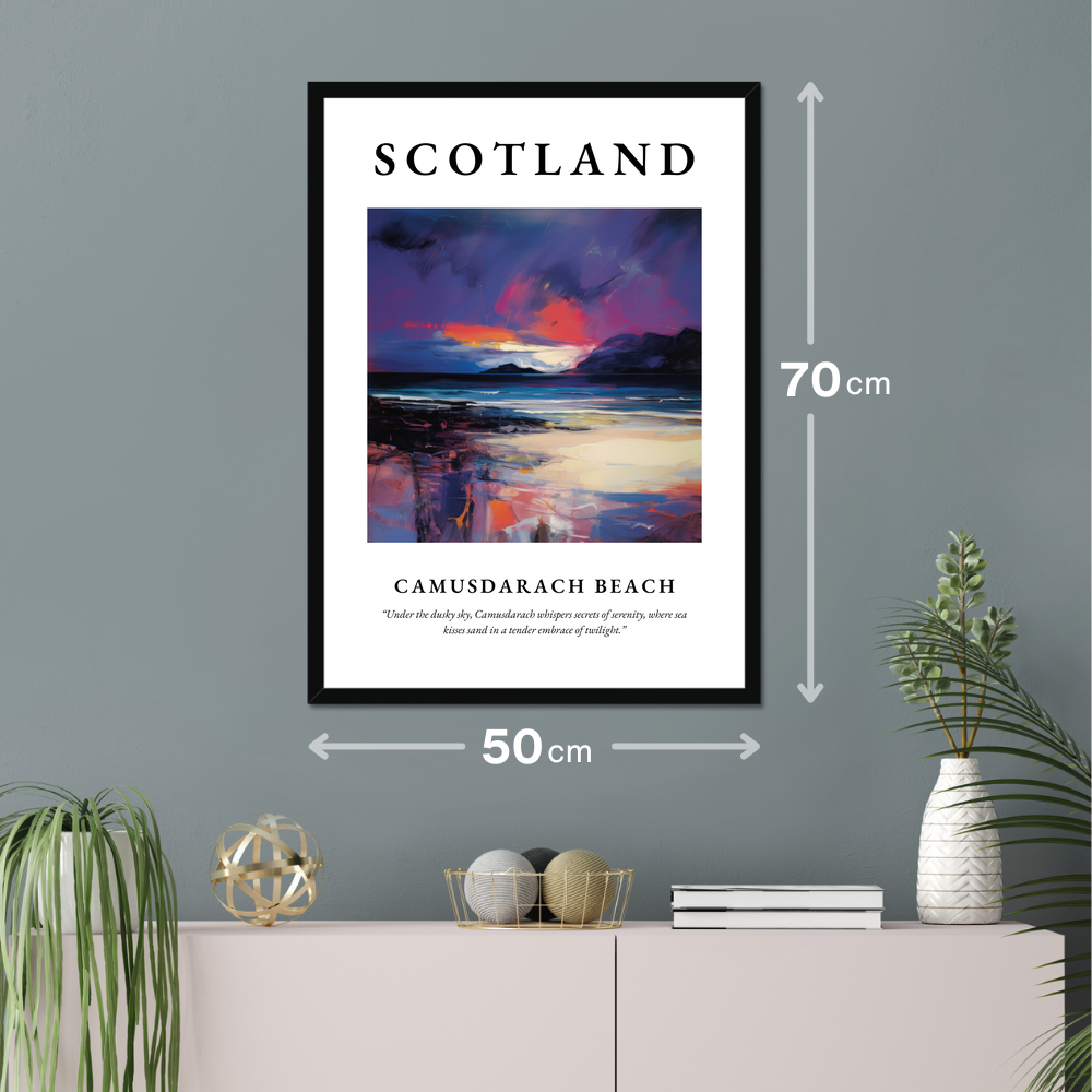 Poster of Camusdarach Beach hanging on a wall