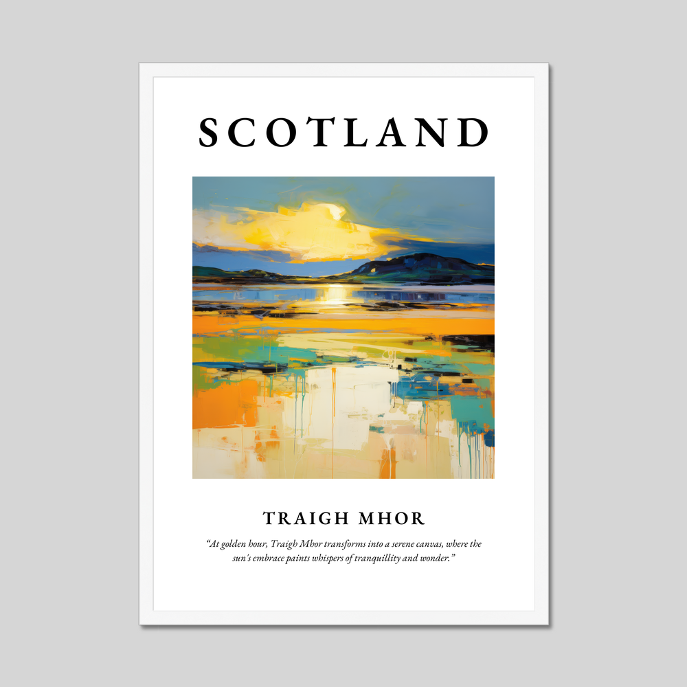 Poster in a white frame with the word Scotland