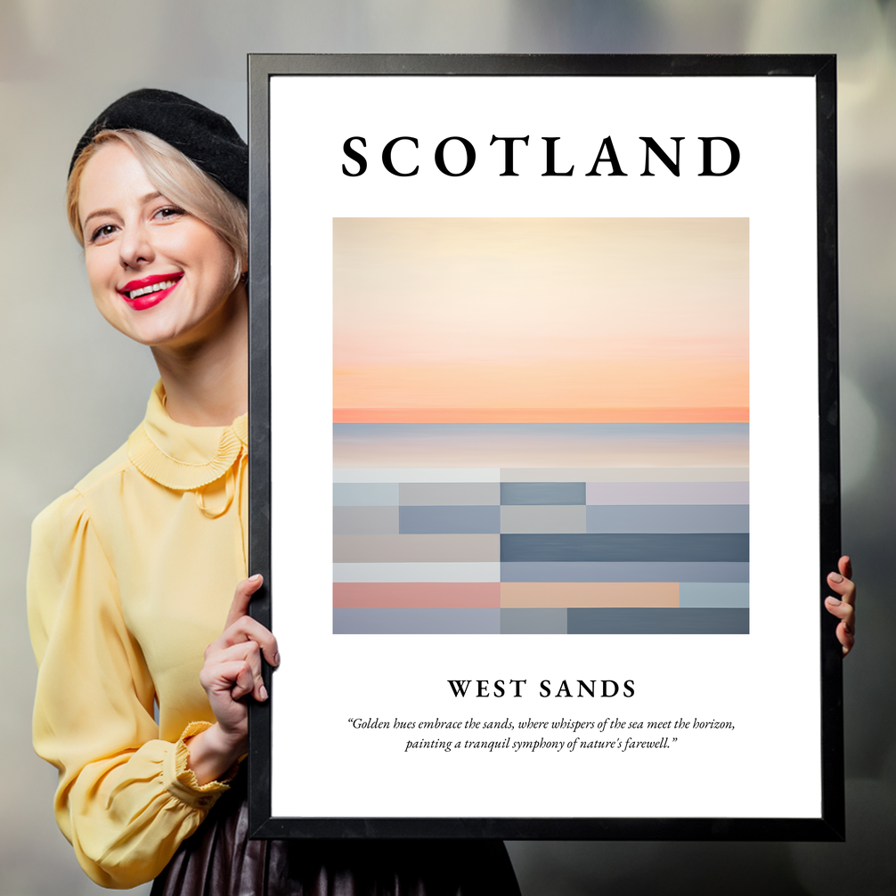 Person holding a poster of West Sands