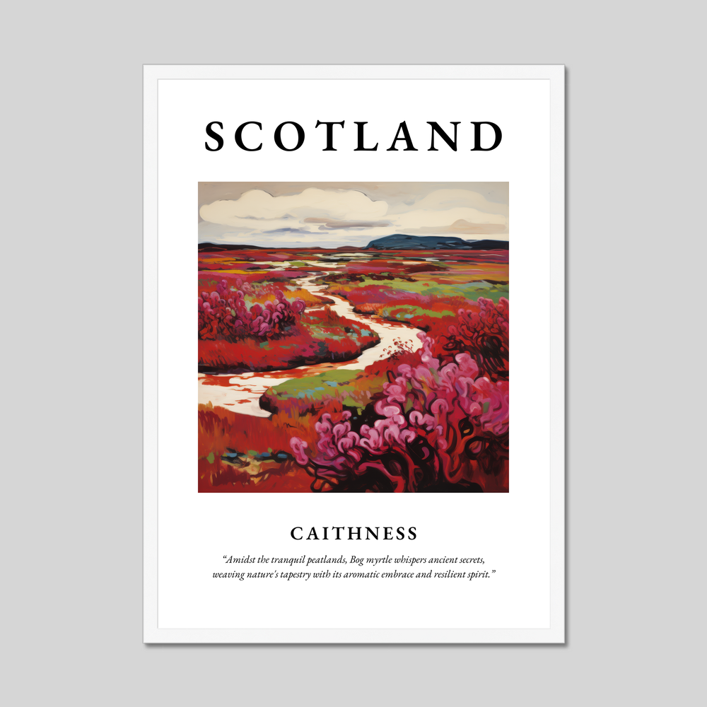 Poster in a white frame with the word Scotland