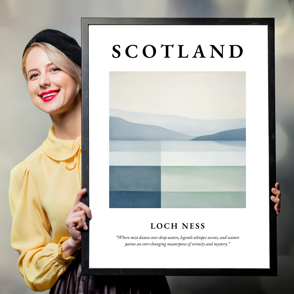 Person holding a poster of Loch Ness