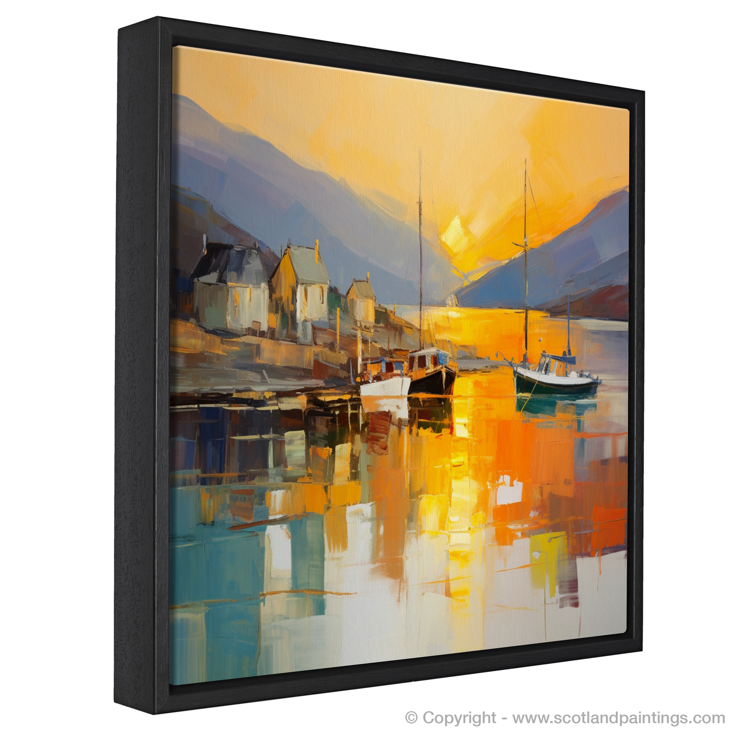 Golden Hour at Ullapool Harbour: An Abstract Expressionist Odyssey