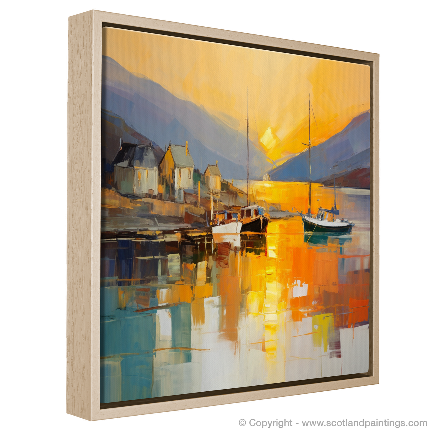 Golden Hour at Ullapool Harbour: An Abstract Expressionist Odyssey