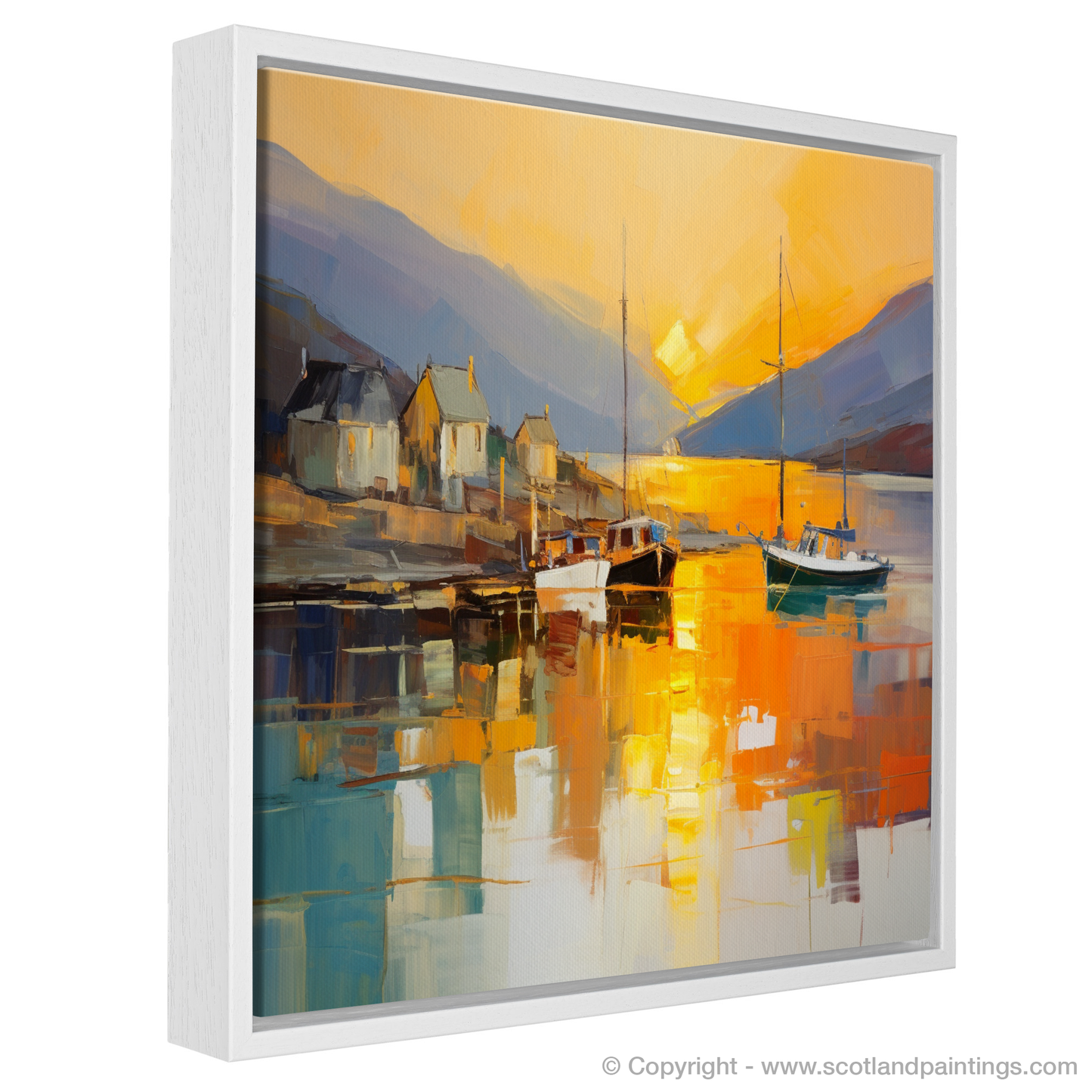 Golden Hour at Ullapool Harbour: An Abstract Expressionist Odyssey