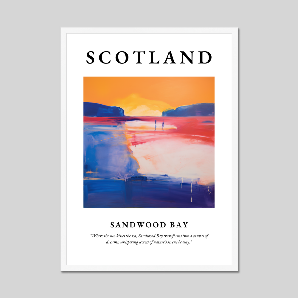 Poster in a white frame with the word Scotland