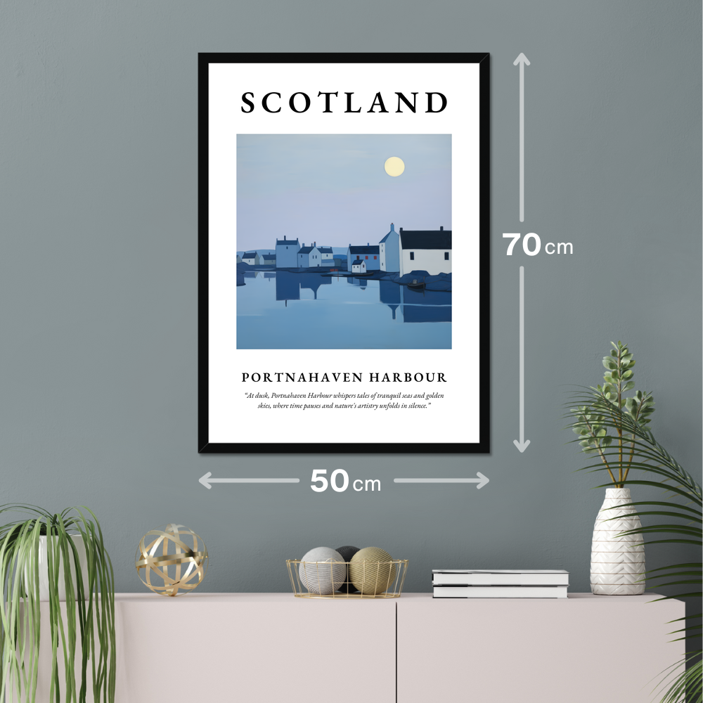 Poster of Portnahaven Harbour hanging on a wall