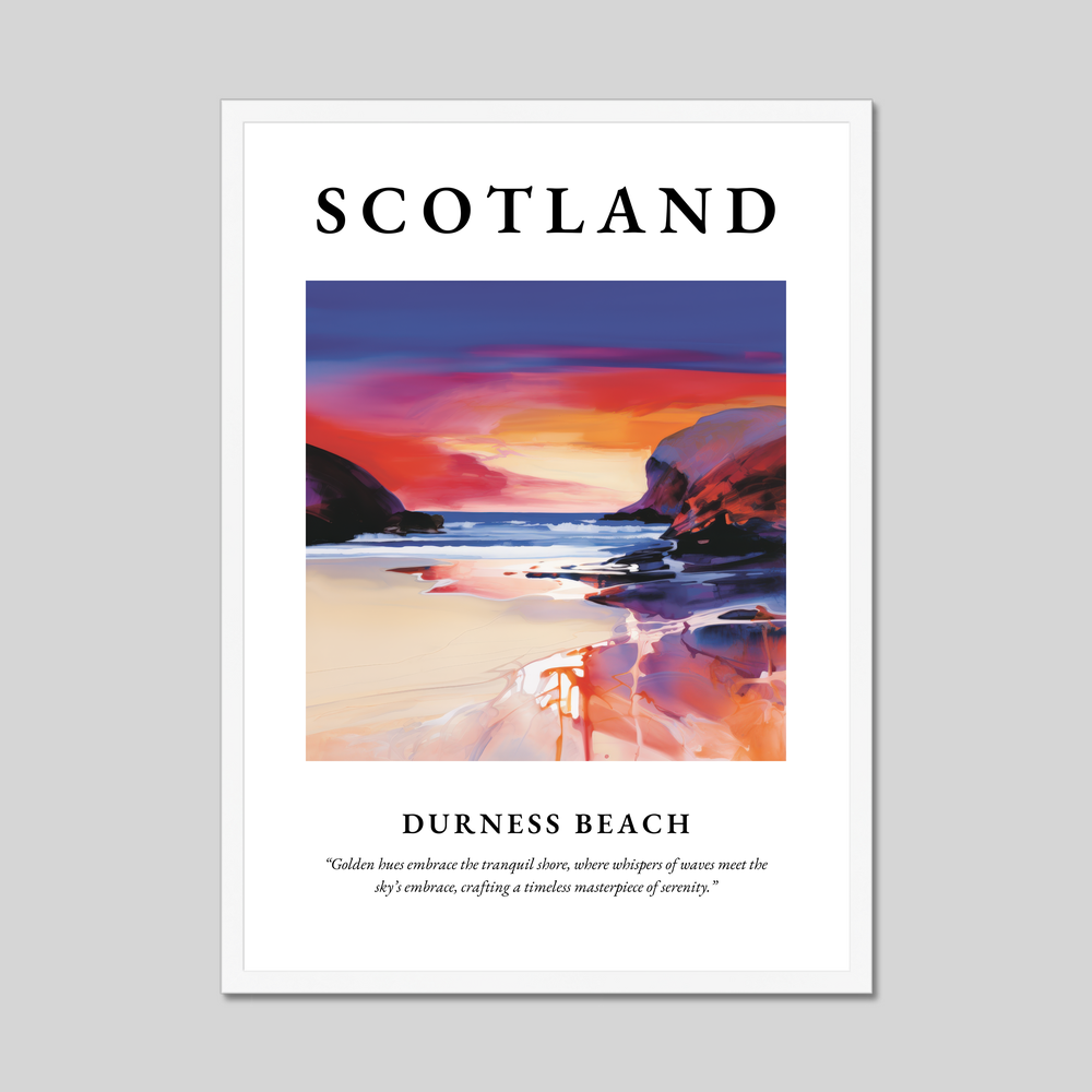 Poster in a white frame with the word Scotland