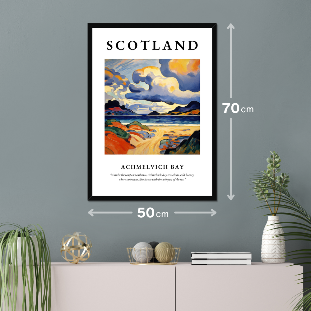 Poster of Achmelvich Bay hanging on a wall