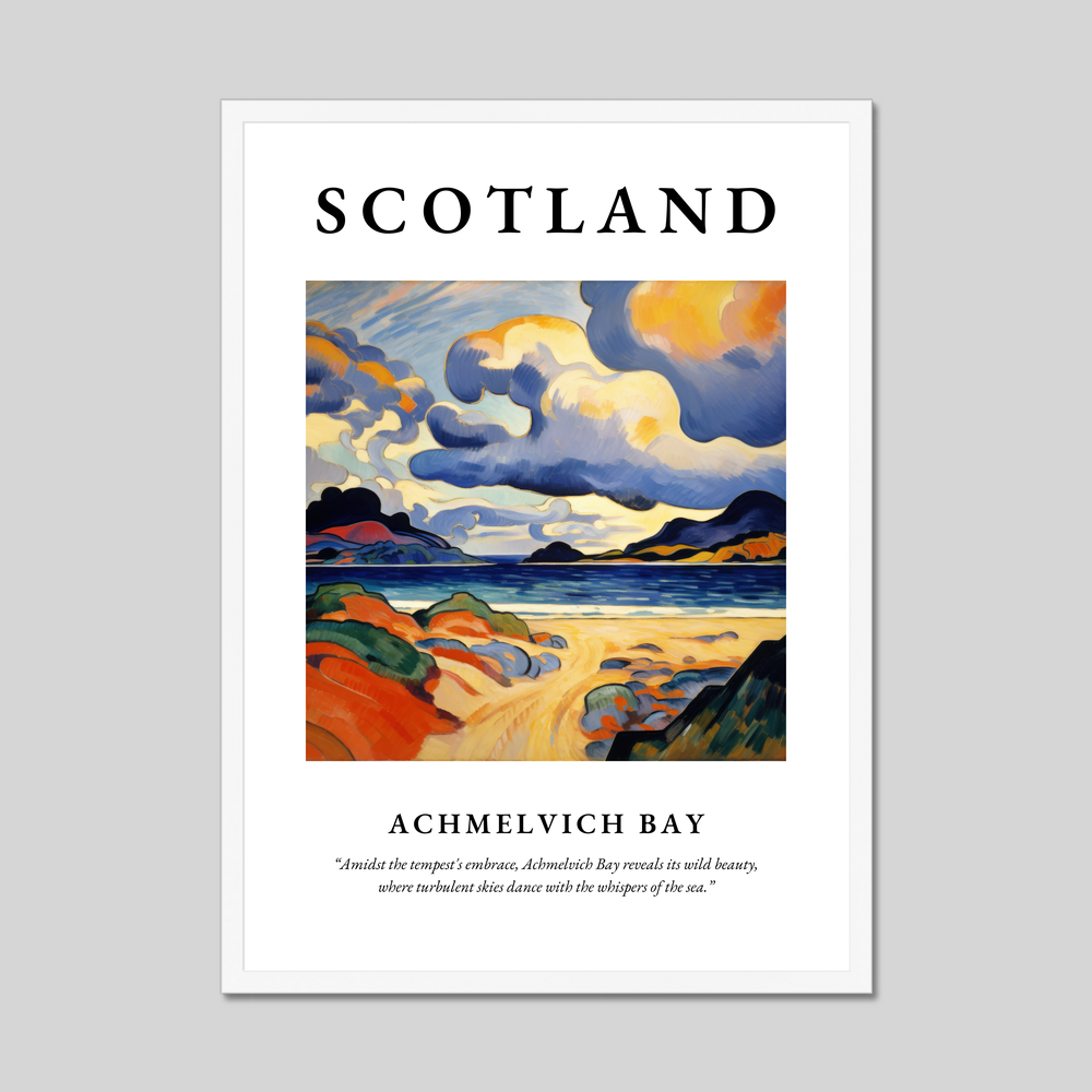 Poster in a white frame with the word Scotland