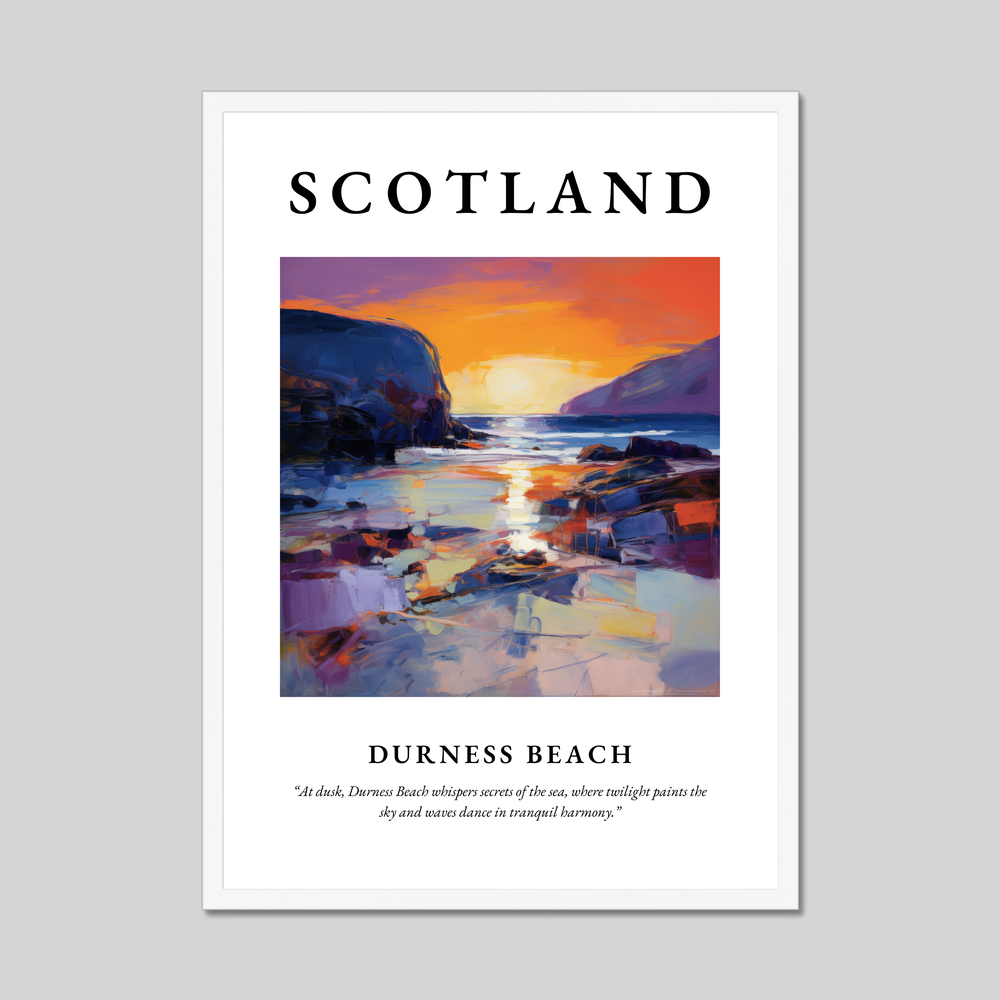 Poster in a white frame with the word Scotland