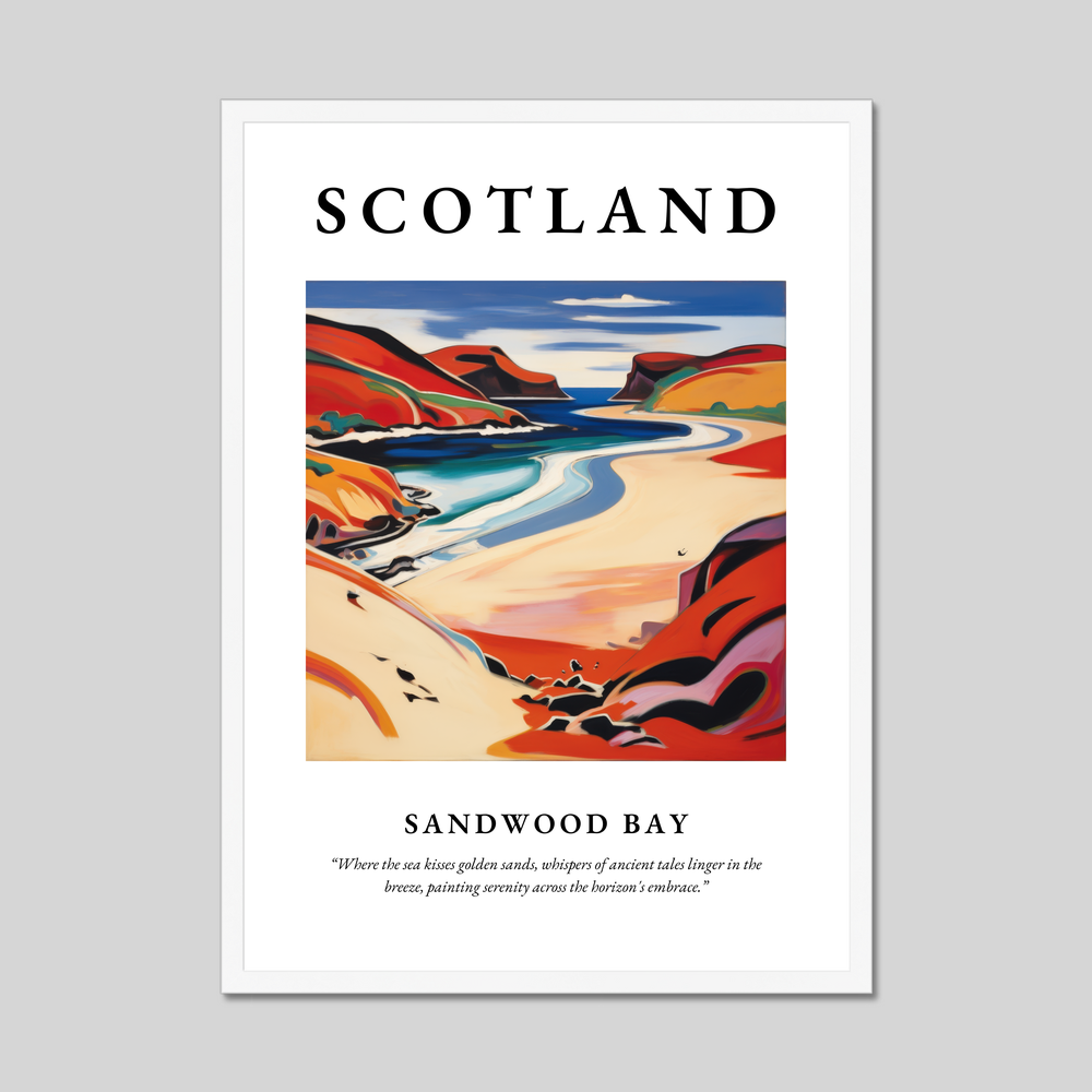 Poster in a white frame with the word Scotland