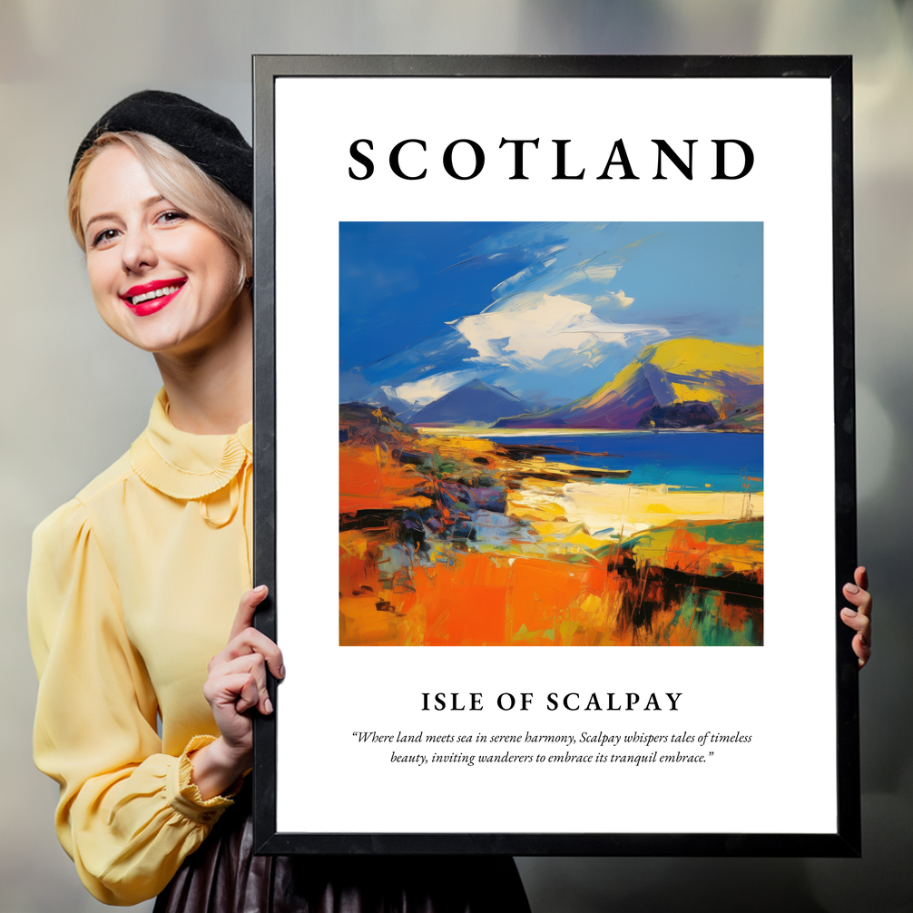 Person holding a poster of Isle of Scalpay