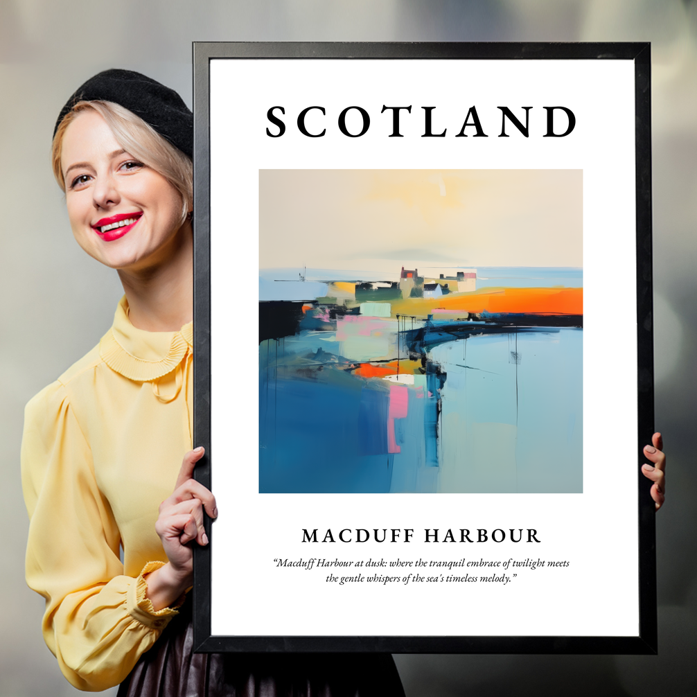 Person holding a poster of Macduff Harbour