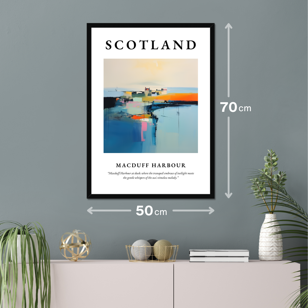 Poster of Macduff Harbour hanging on a wall