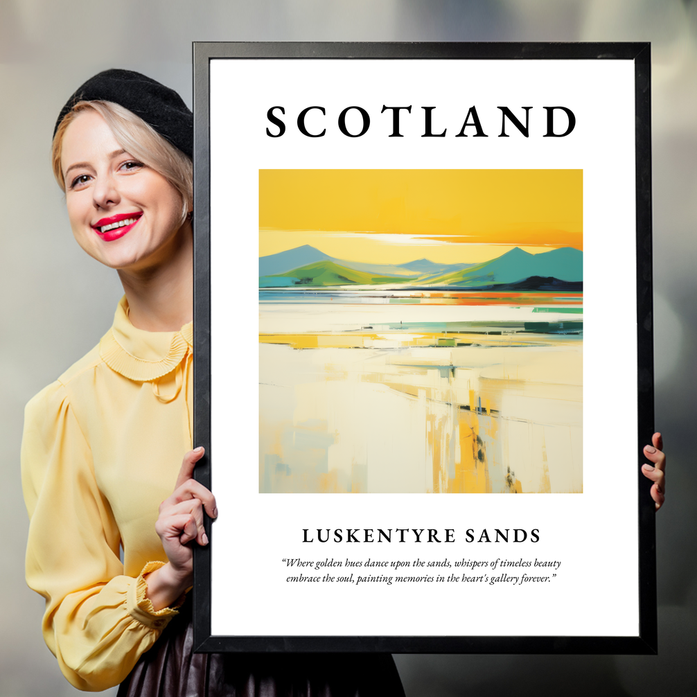 Person holding a poster of Luskentyre Sands