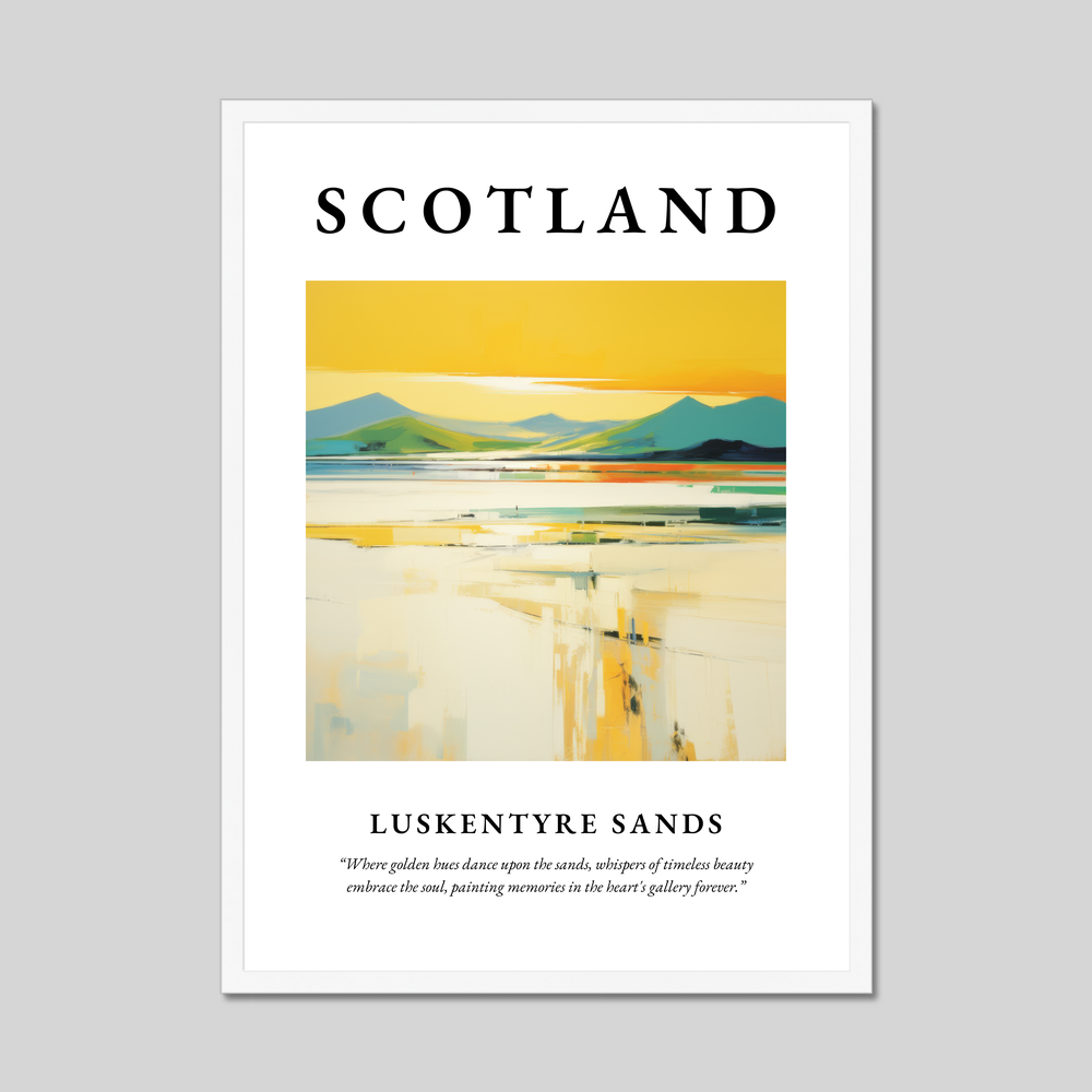 Poster in a white frame with the word Scotland