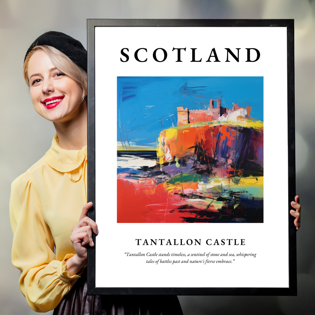 Person holding a poster of Tantallon Castle