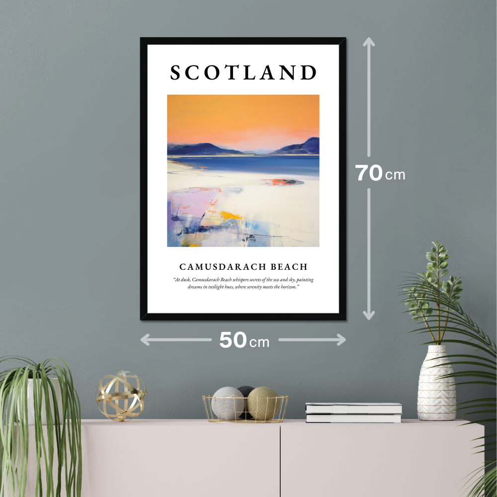 Poster of Camusdarach Beach hanging on a wall