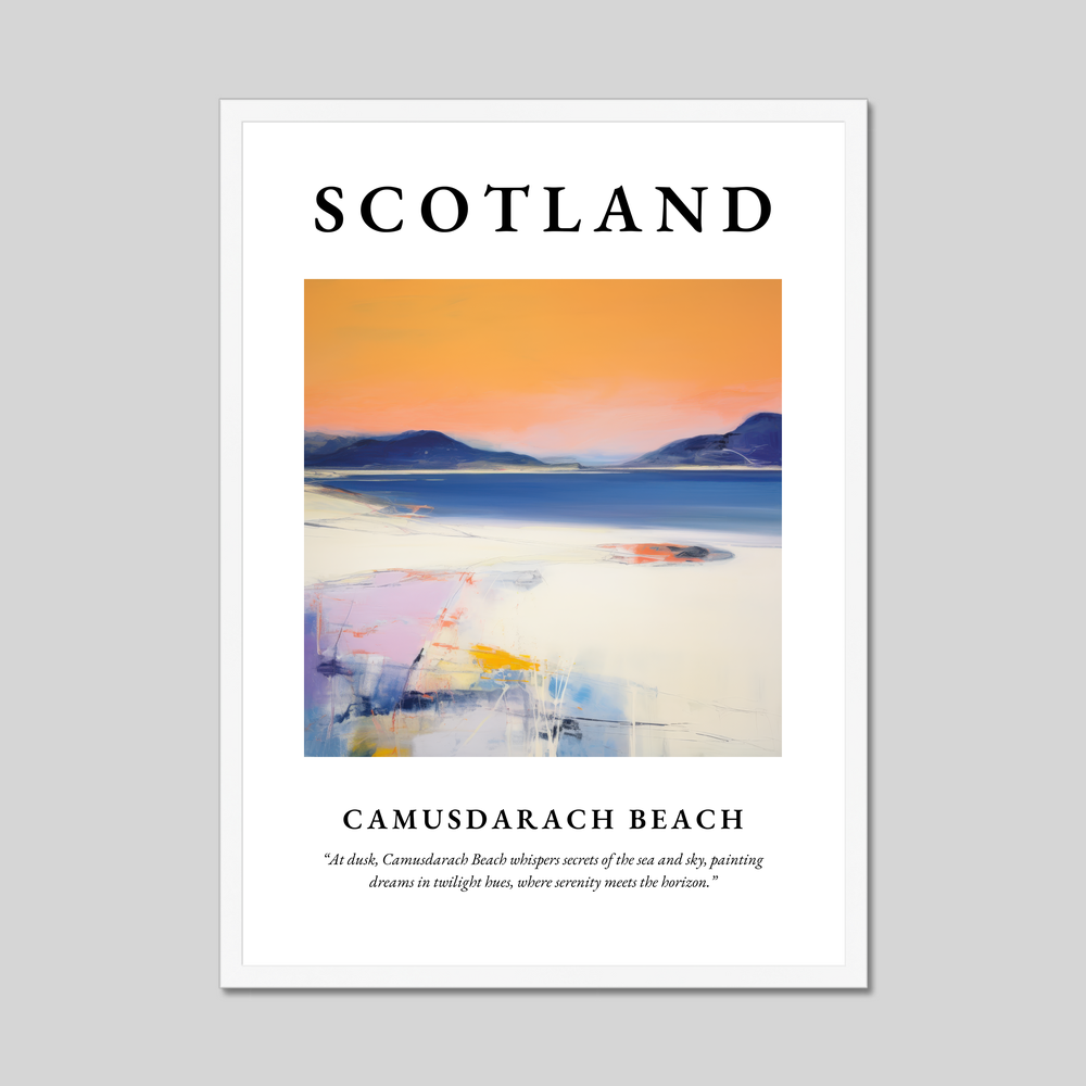 Poster in a white frame with the word Scotland