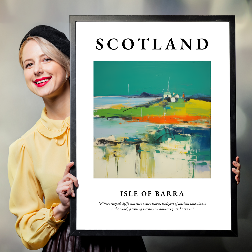 Person holding a poster of Isle of Barra