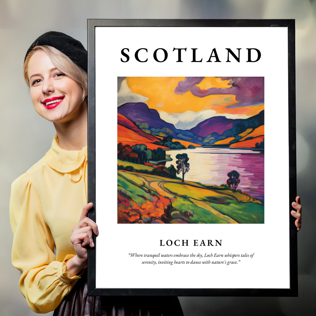 Person holding a poster of Loch Earn