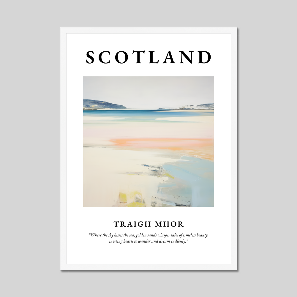 Poster in a white frame with the word Scotland