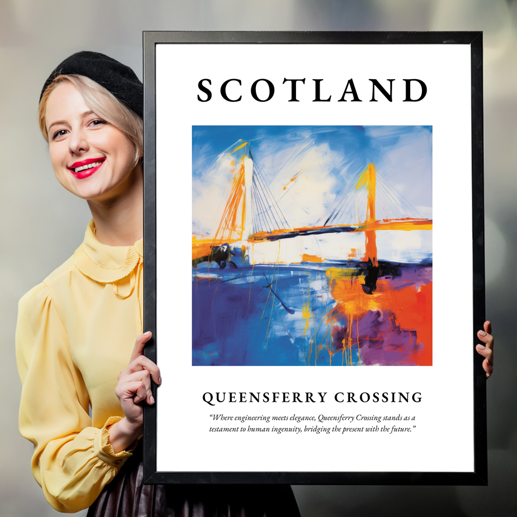 Person holding a poster of Queensferry Crossing