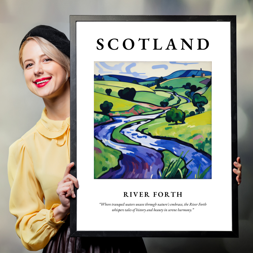 Person holding a poster of River Forth