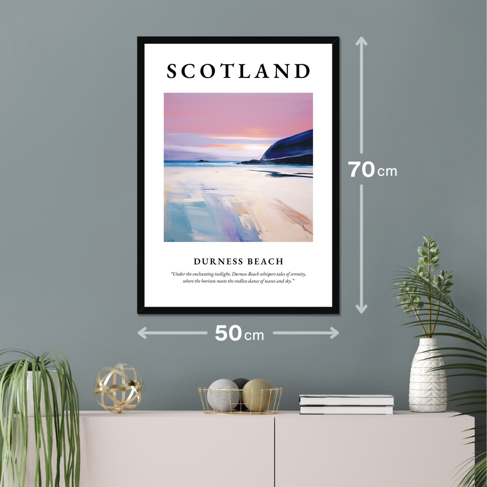 Poster of Durness Beach hanging on a wall