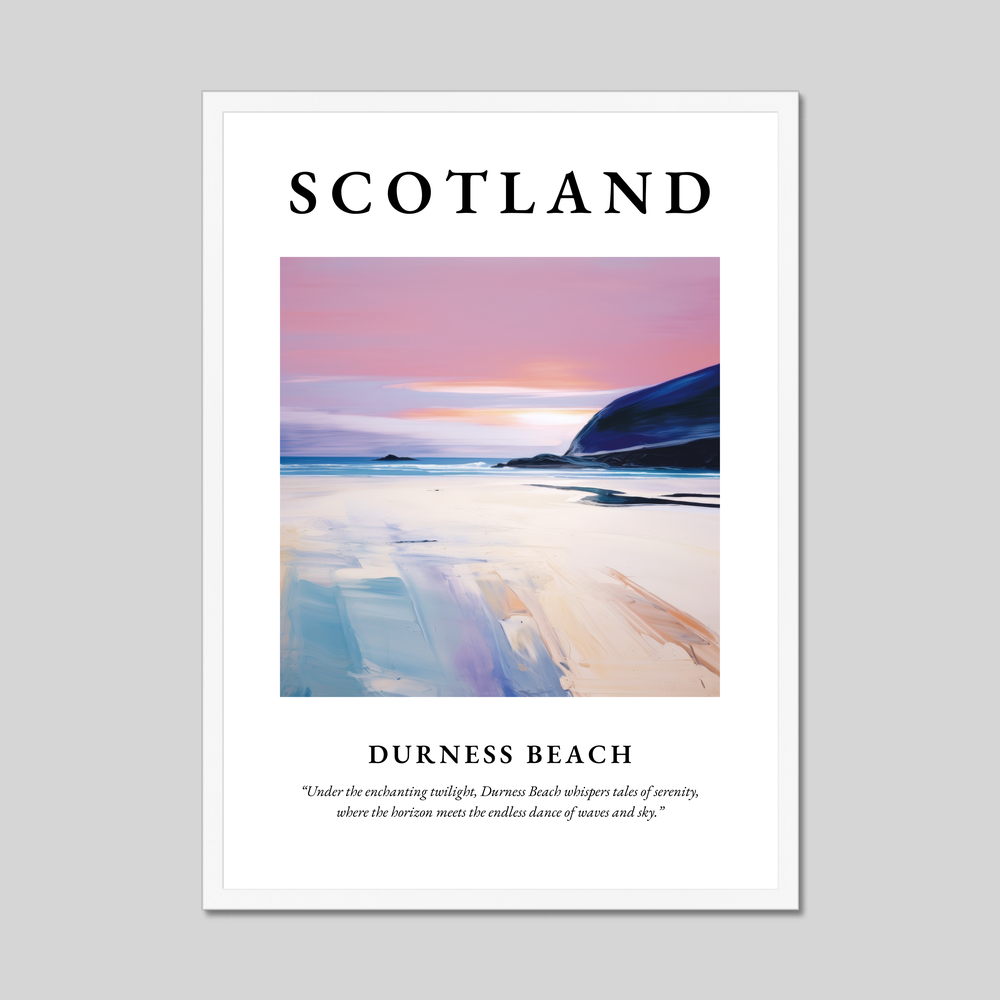 Poster in a white frame with the word Scotland