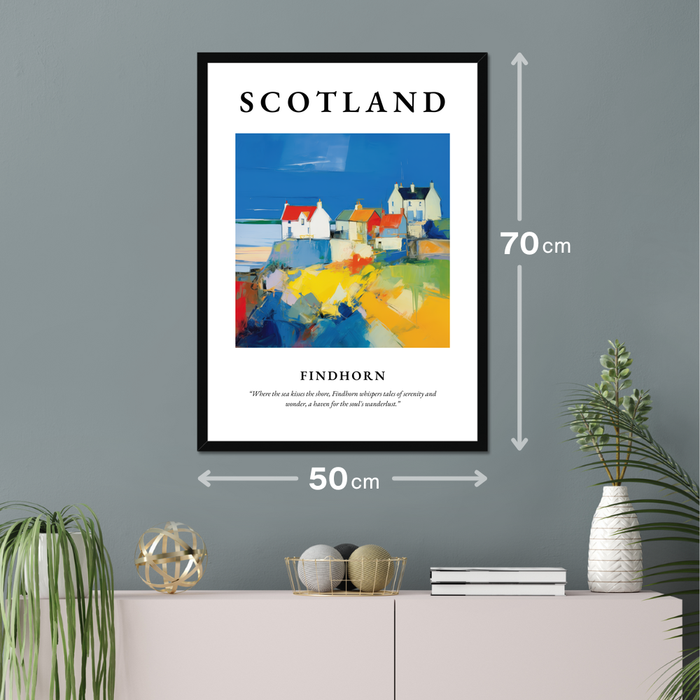 Poster of Findhorn hanging on a wall