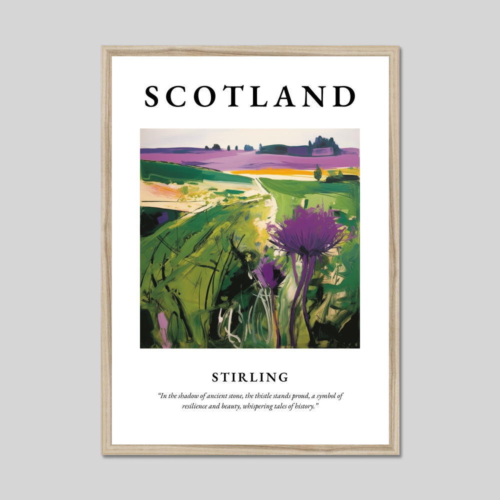 Poster in a natural frame with the word Scotland